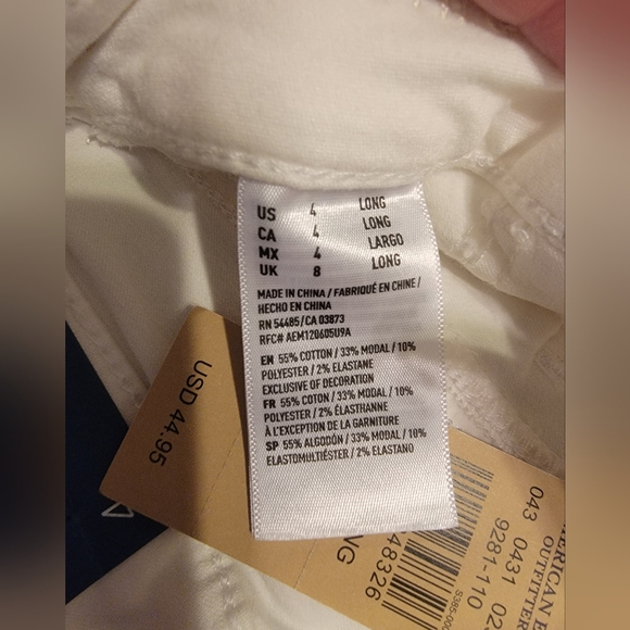 NWT American Eagle sz 4 LONG white jeans jeggings super super stretch - Picture 6 of 9